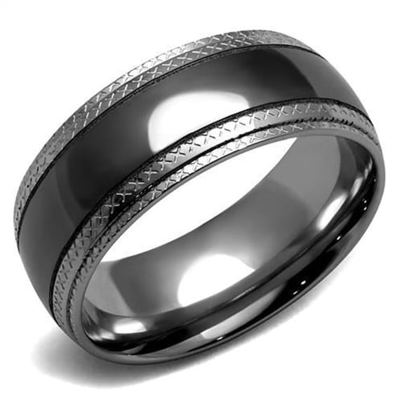 Alamode TK2580-9 Unisex Two Tone IP Light Black Stainless Steel Ring with No Stone in No Stone - Size 9
