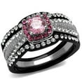 thumbnail image 1 of Alamode TK2651-7 Women Two-Tone IP Black Stainless Steel Ring with AAA Grade CZ in Light Rose - Size 7, 1 of 1