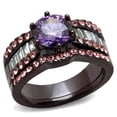 thumbnail image 1 of Alamode TK2652-9 Women IP Dark Brown Stainless Steel Ring with AAA Grade CZ in Amethyst - Size 9, 1 of 1