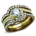 thumbnail image 1 of Alamode TK2669-6 Women IP Gold & IP Light Brown Stainless Steel Ring with AAA Grade CZ in Clear - Size 6, 1 of 1