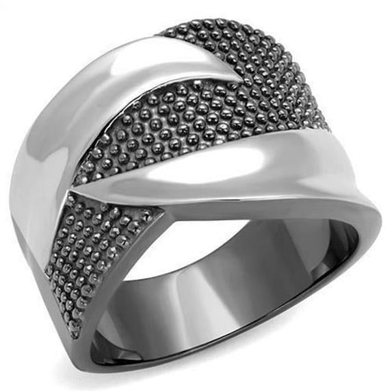 Alamode TK2700-12 Two Tone IP Light Black IP Gun Stainless Steel Ring with No Stone, Size 12