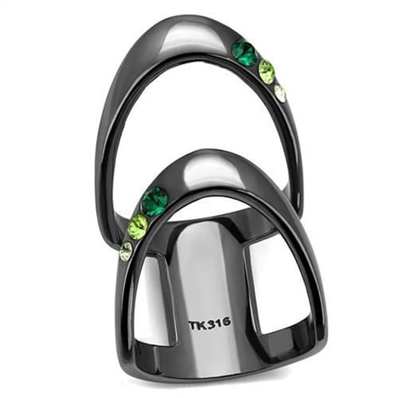 Alamode TK2768-7 Women IP Light Black Stainless Steel Ring with Top Grade Crystal in Multi Color - Size 7