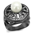 thumbnail image 1 of Alamode TK2771-6 Women IP Light Black Stainless Steel Ring with Synthetic in White - Size 6, 1 of 1