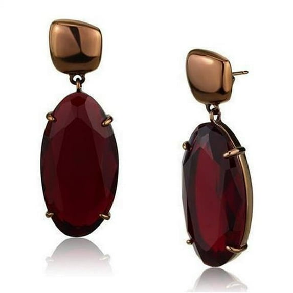 Alamode TK2818 IP Coffee Light Stainless Steel Earrings with Synthetic Glass, Siam