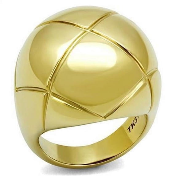 Alamode TK2831-6 IP Gold Ion Plating Stainless Steel Ring with No Stone, Size 6