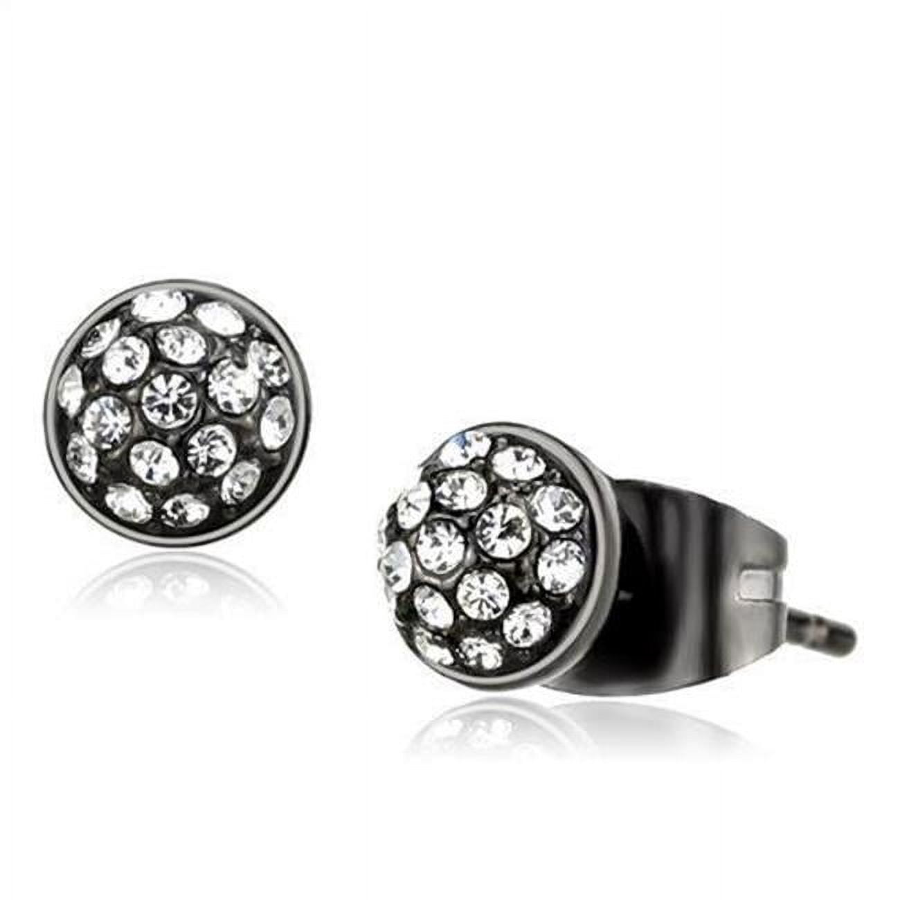 Alamode TK2854 Women IP Light Black Stainless Steel Earrings with Top Grade Crystal in Clear