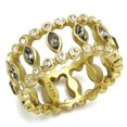 thumbnail image 1 of Alamode TK2907-6 Women IP Gold Stainless Steel Ring with Top Grade Crystal in Black Diamond - Size 6, 1 of 1