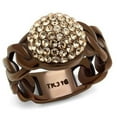 thumbnail image 1 of Alamode TK2965-6 Women IP Coffee Light Stainless Steel Ring with Top Grade Crystal in Light Peach - Size 6, 1 of 1