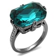 thumbnail image 1 of Alamode TK2998-8 Women IP Light Black Stainless Steel Ring with Top Grade Crystal in Blue Zircon - Size 8, 1 of 1