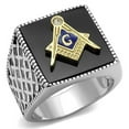 thumbnail image 1 of Alamode TK3018-8 Men Two-Tone IP Gold Stainless Steel Ring with Semi-Precious in Jet - Size 8, 1 of 1