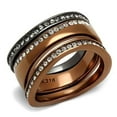 thumbnail image 1 of Alamode TK3082-7 Women IP Light Black & IP Light Coffee Stainless Steel Ring with Top Grade Crystal in Black Diamond - Size 7, 1 of 1