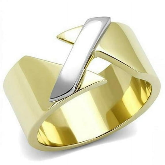 Alamode TK3184-5 Women Two-Tone IP Gold Stainless Steel Ring with No Stone in No Stone - Size 5