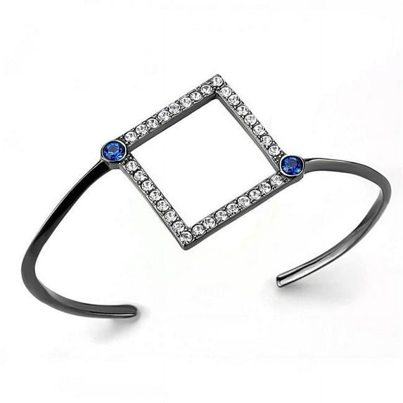 Alamode TK3288 Women IP Light Black Stainless Steel Bangle with Top Grade Crystal in Montana