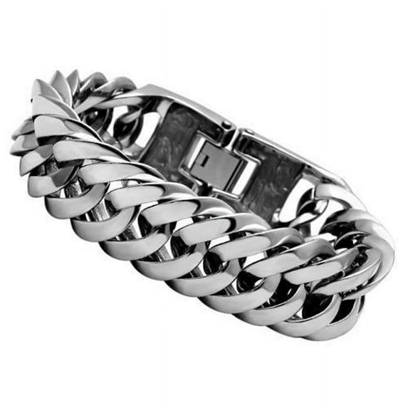 Alamode TK340-8.5 Men High Polished Stainless Steel Bracelet with No Stone in No Stone - 8.5 in.