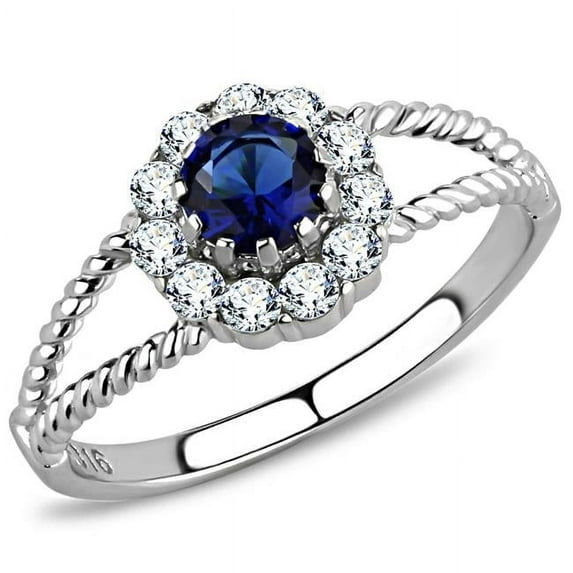 Alamode TK3427-5 Women High Polished Stainless Steel Ring with Synthetic in Montana - Size 5