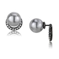 thumbnail image 1 of Alamode TK3481 Women IP Black Stainless Steel Earrings with Synthetic in Light Gray, 1 of 1
