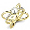 thumbnail image 1 of Alamode TK3522-10 Women IP Gold Stainless Steel Ring with Synthetic in White - Size 10, 1 of 1