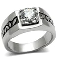 thumbnail image 1 of Alamode TK356-9 Men High Polished Stainless Steel Ring with AAA Grade CZ in Clear - Size 9, 1 of 1