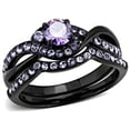 thumbnail image 1 of Alamode TK3560-5 Women IP Black Stainless Steel Ring with AAA Grade CZ in Amethyst - Size 5, 1 of 1