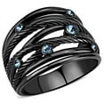 thumbnail image 1 of Alamode TK3564-9 Women IP Black Stainless Steel Ring with Top Grade Crystal in Sea Blue - Size 9, 1 of 1