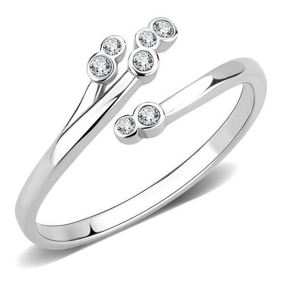 Alamode TK3570-5 Women No Plating Stainless Steel Ring with AAA Grade CZ in Clear - Size 5