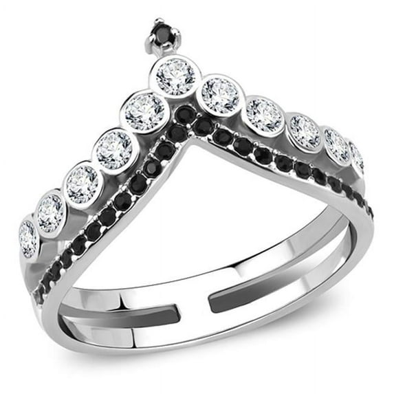 Alamode TK3588-6 Women No Plating Stainless Steel Ring with Top Grade Crystal in Clear - Size 6