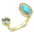 thumbnail image 1 of Alamode TK3592-10 Women IP Gold Stainless Steel Ring with Synthetic in Turquoise - Size 10, 1 of 1