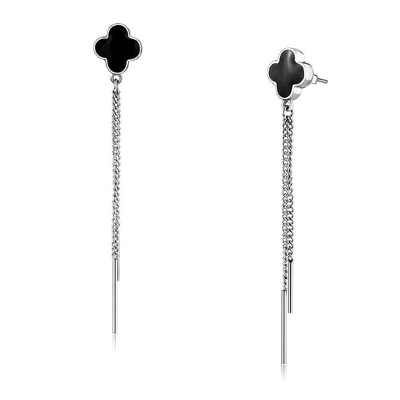 Alamode TK3611 Women No Plating Stainless Steel Earrings with No Stone in Jet