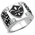 thumbnail image 1 of Alamode TK3621-8 Men High Polished Stainless Steel Ring with AAA Grade CZ in Clear - Size 8, 1 of 1