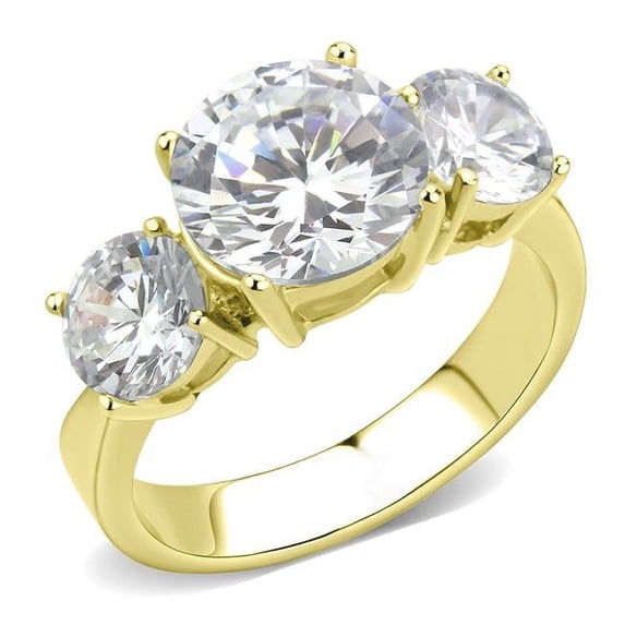 Alamode TK3672-5 Women IP Gold Stainless Steel Ring with AAA Grade CZ in Clear - Size 5