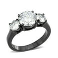 thumbnail image 1 of Alamode TK3809-5 IP Black Ion Plating Stainless Steel Ring with AAA Grade CZ, Clear - Size 5, 1 of 1