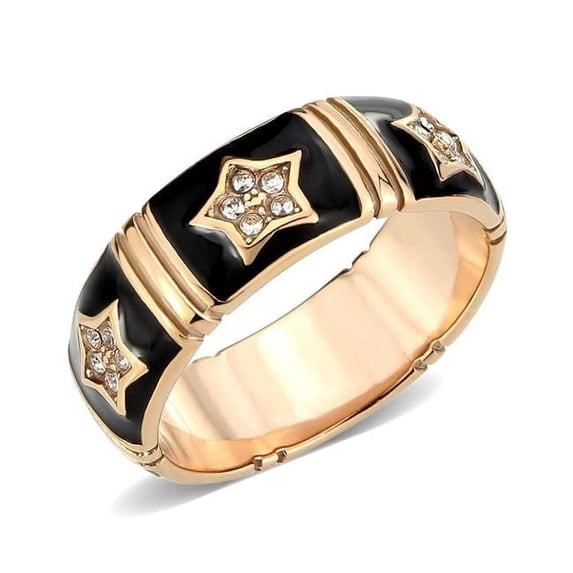 Alamode TK3826-7 IP Rose Gold Ion Plating Stainless Steel Ring with Top Grade Crystal, Clear - Size 7
