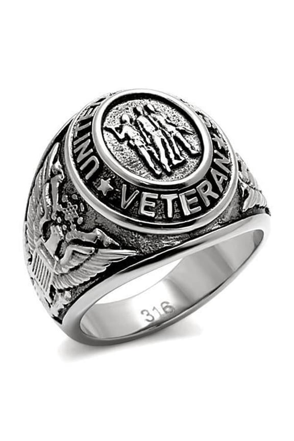 Alamode TK414704-11 Men High Polished Stainless Steel Ring with Epoxy in Jet - Size 11