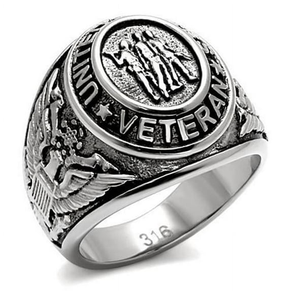 Alamode TK414704-13 Men High Polished Stainless Steel Ring with Epoxy in Jet - Size 13