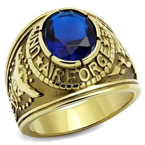 Alamode TK414708G-12 Men IP Gold Stainless Steel Ring with Synthetic in Montana - Size 12