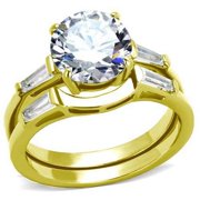 Alamode TK44701-5 Women IP Gold Stainless Steel Ring with AAA Grade CZ in Clear - Size 5