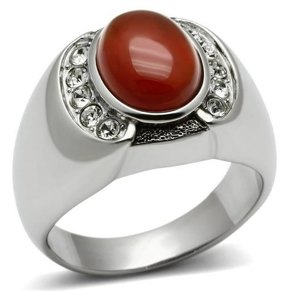 Alamode TK499-13 Men High Polished Stainless Steel Ring with Semi-Precious in Siam - Size 13