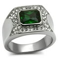 thumbnail image 1 of Alamode TK590-11 Men High Polished Stainless Steel Ring with Synthetic in Emerald - Size 11, 1 of 1