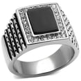 thumbnail image 1 of Alamode TK592-10 Men High Polished Stainless Steel Ring with Synthetic in Jet - Size 10, 1 of 1