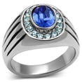 thumbnail image 1 of Alamode TK601-12 Men High Polished Stainless Steel Ring with Top Grade Crystal in Sapphire - Size 12, 1 of 1