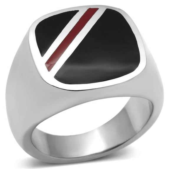 Alamode TK602-8 Men High Polished Stainless Steel Ring with Epoxy in Multi Color - Size 8