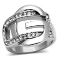 thumbnail image 1 of Alamode TK634-5 Women High Polished Stainless Steel Ring with Top Grade Crystal in Clear - Size 5, 1 of 1