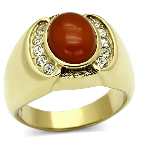 Alamode TK729-12 Men IP Gold Stainless Steel Ring with Semi-Precious in Siam - Size 12