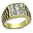 thumbnail image 1 of Alamode TK796-12 Men Two-Tone IP Gold Stainless Steel Ring with Top Grade Crystal in Clear - Size 12, 1 of 1
