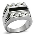 thumbnail image 1 of Alamode TK920-8 Men High Polished Stainless Steel Ring with Top Grade Crystal in Clear - Size 8, 1 of 1