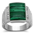 thumbnail image 1 of Alamode TK953-9 Men High Polished Stainless Steel Ring with Synthetic in Emerald - Size 9, 1 of 1