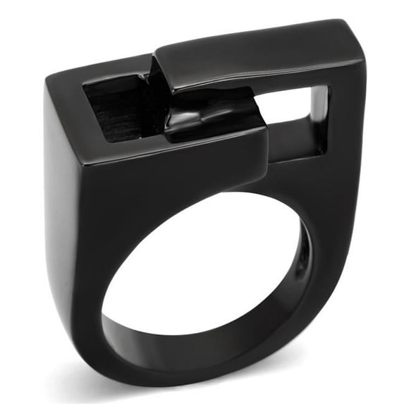 Alamode TK989-8 Women IP Black Stainless Steel Ring with No Stone in No Stone - Size 8