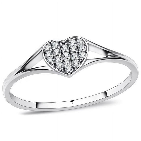 Alamode TS073-6 Women Rhodium 925 Sterling Silver Ring with AAA Grade CZ in Clear - Size 6