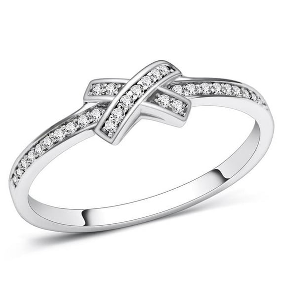 Alamode TS075-7 Women Rhodium 925 Sterling Silver Ring with AAA Grade CZ in Clear - Size 7