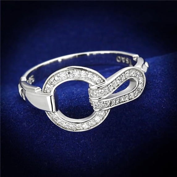 Alamode TS105-5 Women Rhodium 925 Sterling Silver Ring with AAA Grade CZ in Clear - Size 5